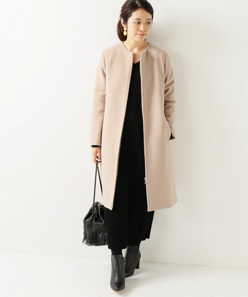 美品 2017aw iena Wビーバーノーカラーコート◇38 ウール ベック