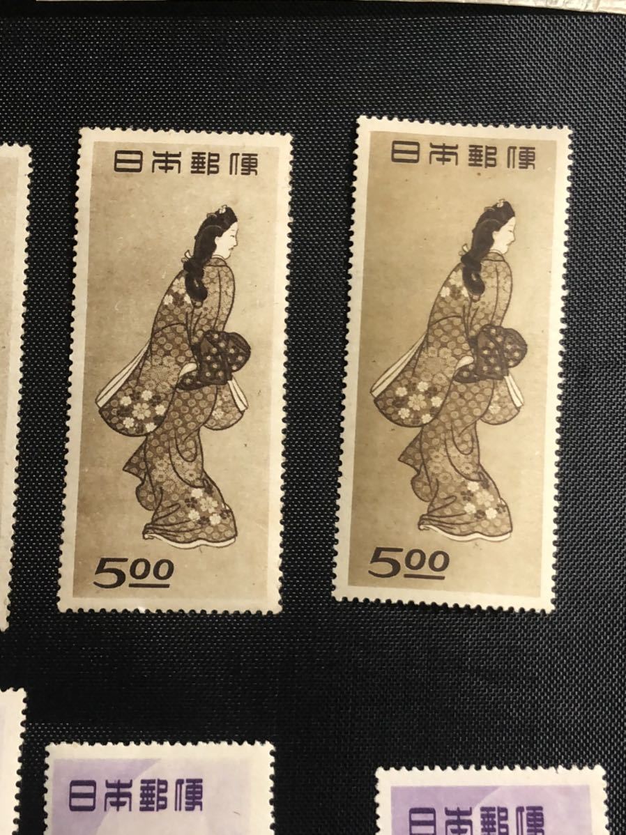 見返り美人 月に雁 切手趣味週間 日本切手大量まとめ（月に雁&frasl;見返り美人&frasl;お年玉&frasl;国体&frasl;国立公園&frasl;航空&frasl;文化偉人&frasl;産業図案 他）バラ シート 中古 ジャンク ei260308-1 復刻版 - 切手 未使用 切手趣味週間記念 N314■糊落ち1948年 プレミア切手（見返り美人、月に雁、写楽、ビロードを吹く女性）4種