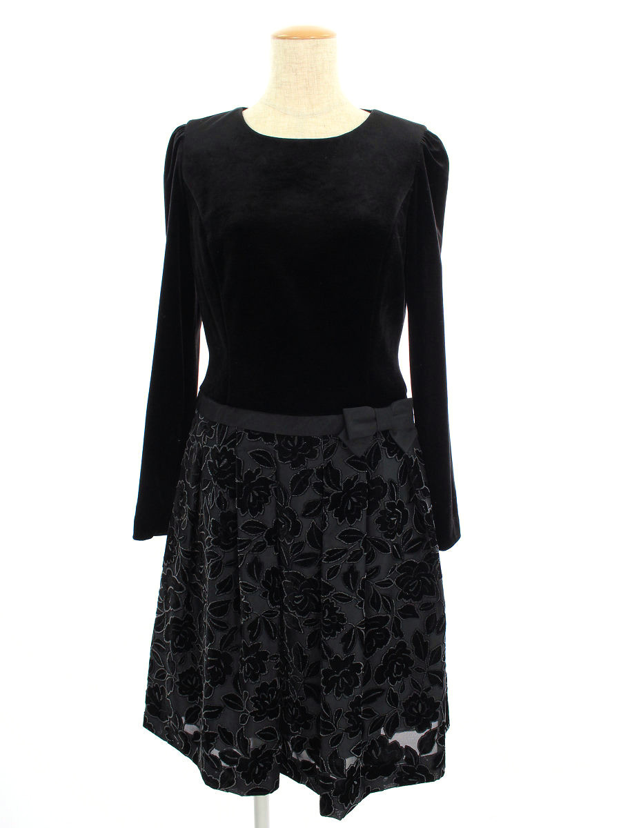 【大人気，正規品】 エムズグレイシー ワンピース ベロア フラワーモチーフ 切替 リボン 花柄 長袖 38(エムズグレイシー)｜売買されたオークション情報、yahooの商品情報をアーカイブ公開 - オークファン エムズグレイシー