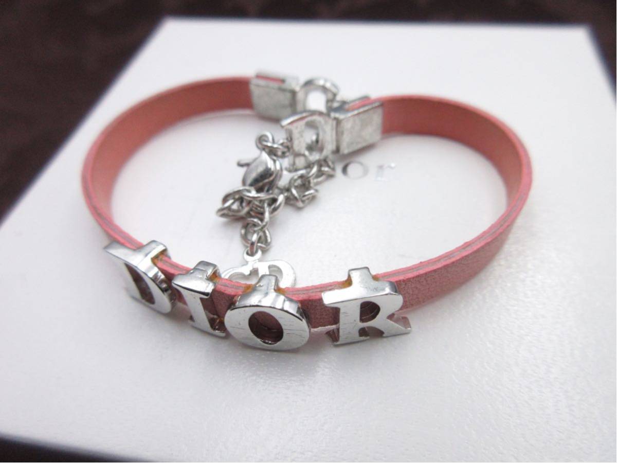 Christian Dior レザー ブレスレット CDロゴ ブレイドレザー 