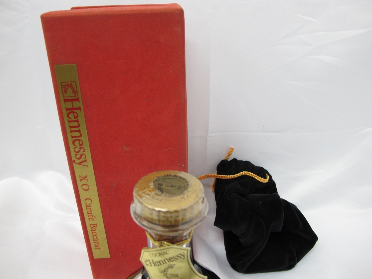【超激得，お買い得】 12-28 Jas Hennessy ジャズ ヘネシー XO Carafe カラフェ Baccarat バカラ クリスタル デキャンタ デカンタ 替え栓 巾着 箱付 古酒 未開栓