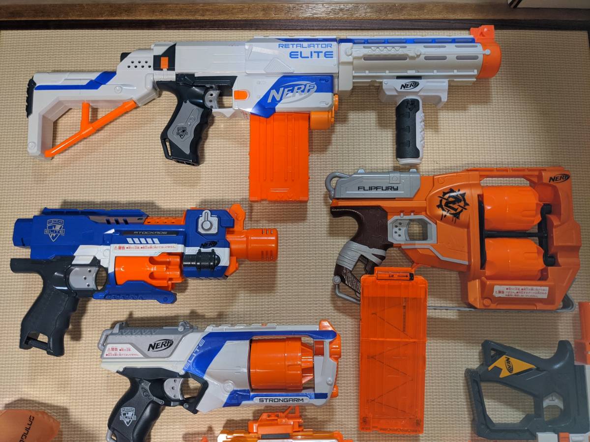 ナーフセット売り　ジャンク ナーフ NERF 中古品ジャンク扱いセット 銃機能部8点 付属パーツ等