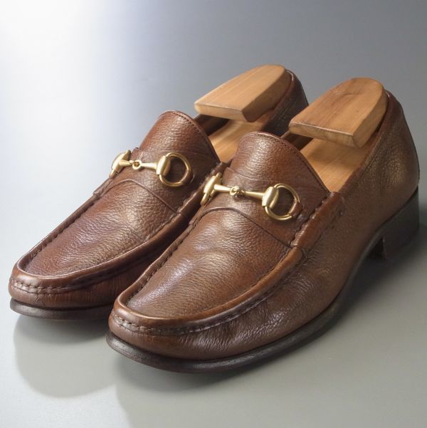 【人気，低価】 C8787イタリア製 グッチ/GUCCI ホースビットローファー/レザースリッポン/ドレスシューズ/ビジネスシューズ/革靴/茶/ブラウン(男性用)｜売買されたオークション情報、yahooの商品情報をアーカ 靴