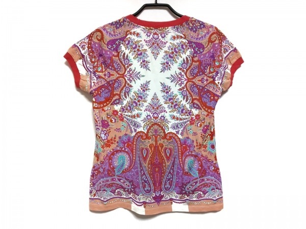 ETRO Milano 半袖カットソー 44 エトロ ETRO 半袖カットソー サイズ44 L 白×レッド×マルチ レディース
