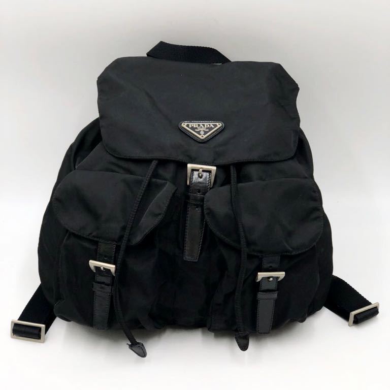 高品質，新作 定番 PRADA プラダ 上質ステートナイロン ミラノ三角ロゴ Wポケット リュックサック バックパック NERO 黒 白タグ 男女兼用 イタリア(リュック)｜売買されたオークション情報、yahooの商品情報 かばん、バッグ