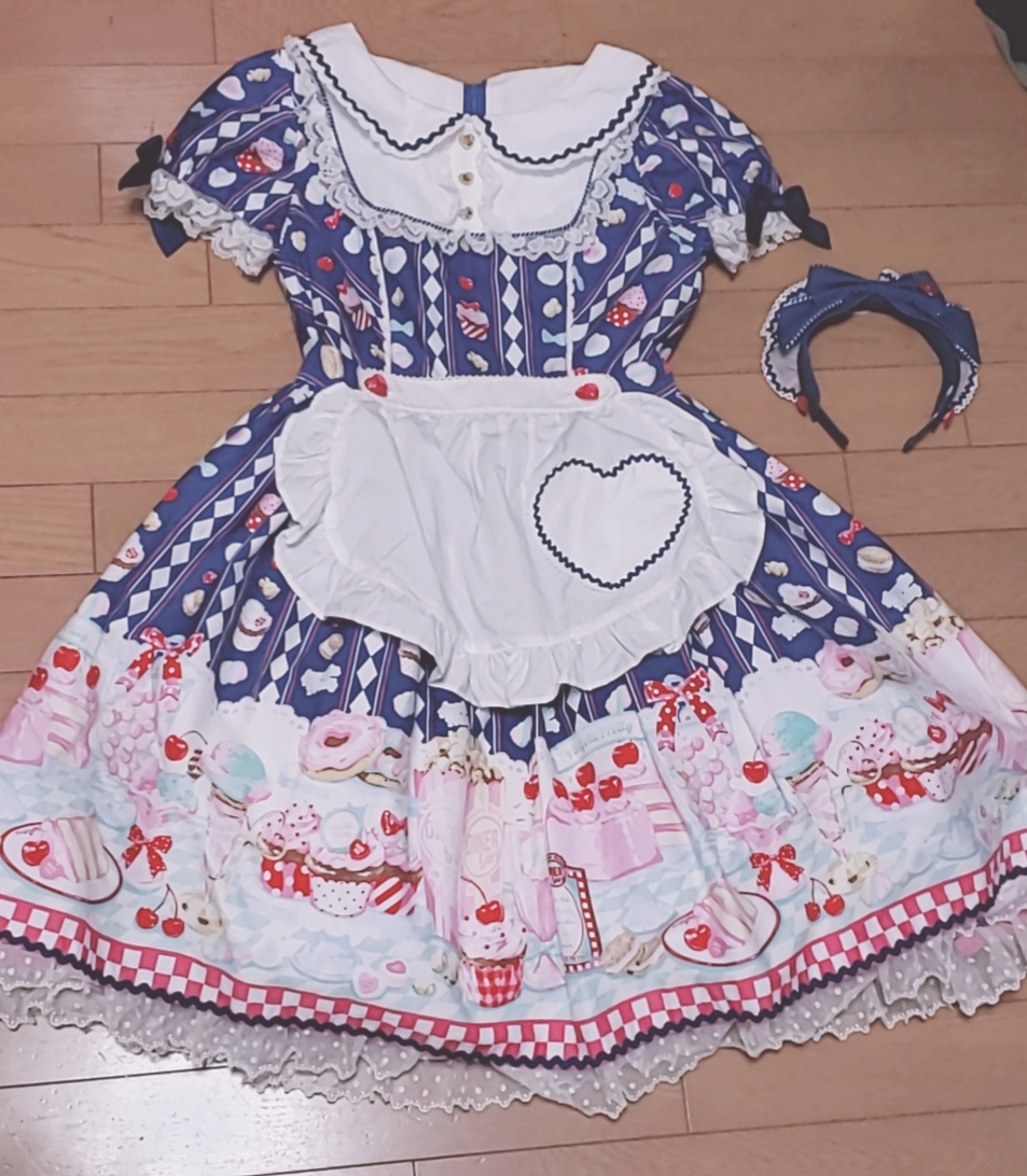 新品販売品 Angelic pretty Diner Doll ワンピース メイドカチューシャ