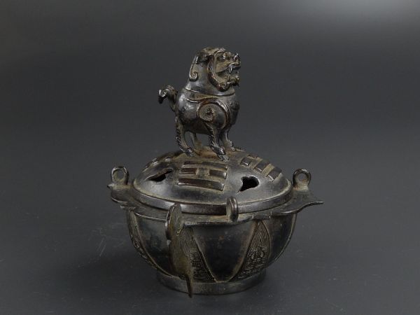中国古玩 古銅饕餮文獅子摘蓋付壺 古美術品 Yahoo!オークション 唐