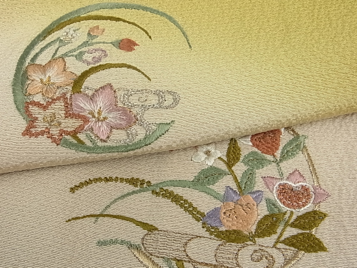 新品正絹訪問着総刺繍流水枝花文金糸①( 黒留袖、紬、袋帯なども出品)