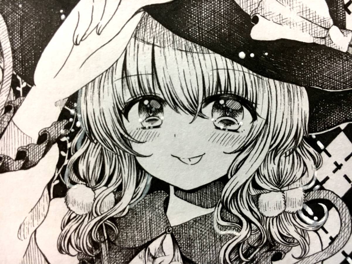 東方Project 同人手描きイラスト 古明地こいし モノクロ画 小色紙