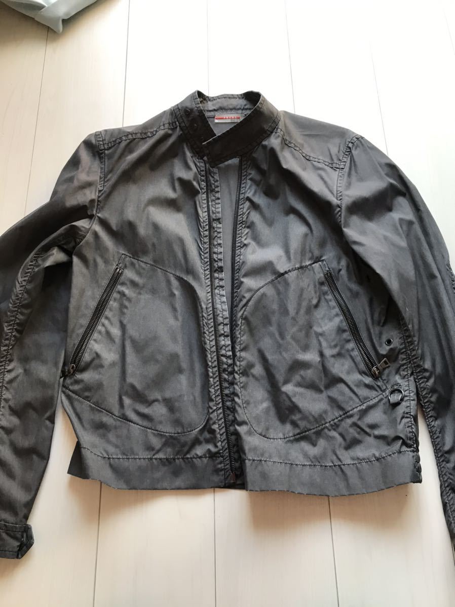 定番【PRADA/プラダ】ライダース型 ナイロン ジップアップ ブルゾン