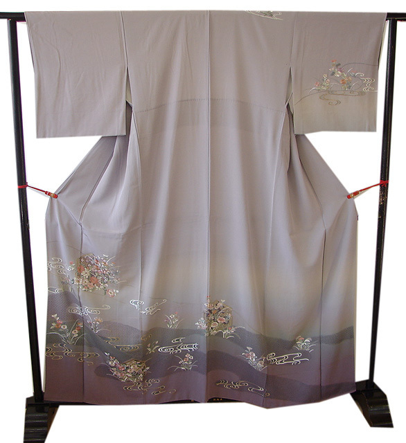 時代屋 秀逸品 裄66.3㎝ 仙頭刺繍 訪問着 正絹 仕立上り 155cm~