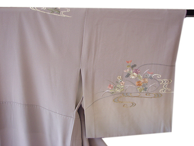 時代屋 秀逸品 裄66.3㎝ 仙頭刺繍 訪問着 正絹 仕立上り 155cm~