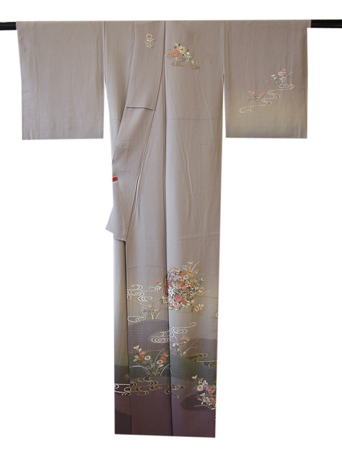 時代屋 秀逸品 裄66.3㎝ 仙頭刺繍 訪問着 正絹 仕立上り 155cm~