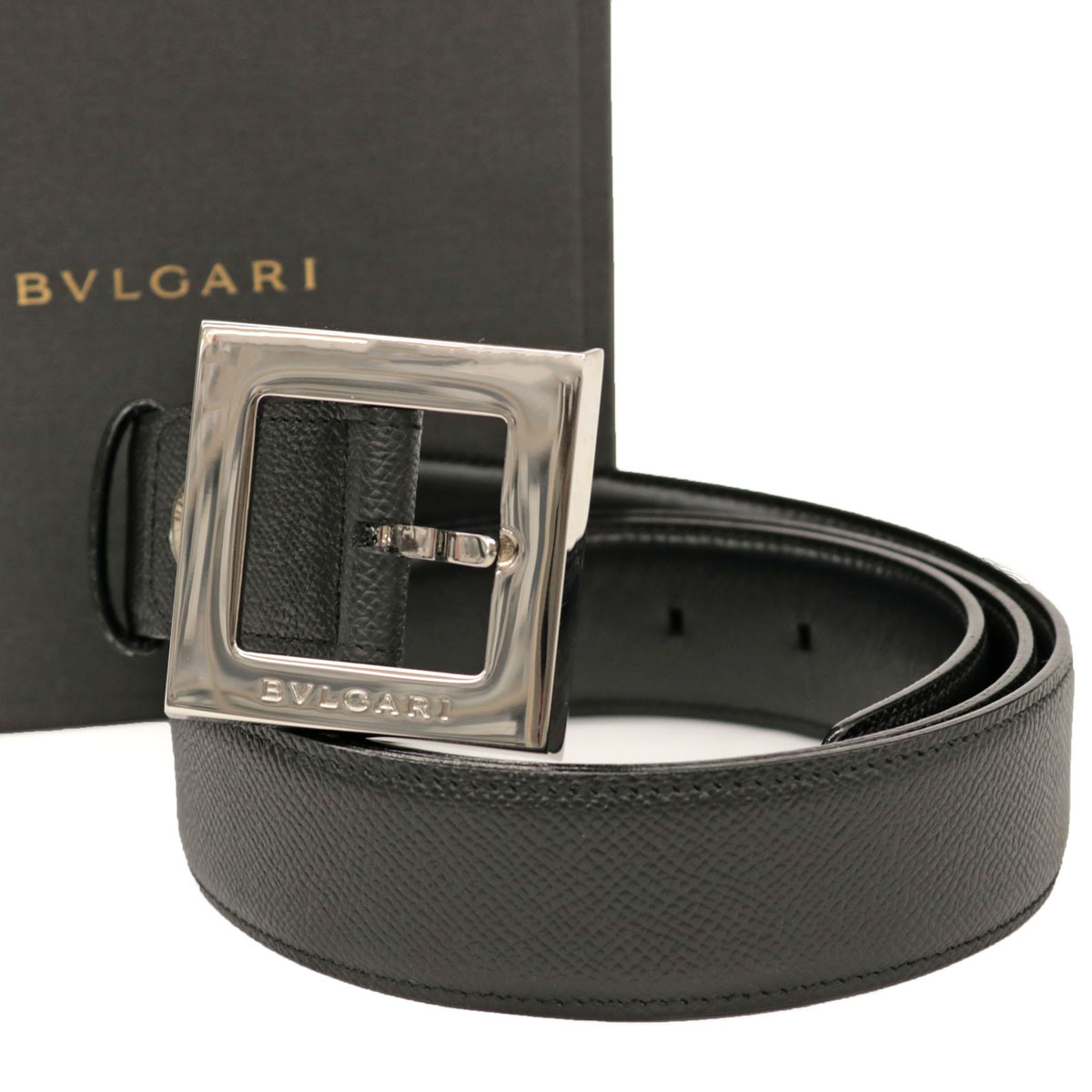 新品同様◇BVLGARI ブルガリ ロゴバックル レザーベルト◇ black /黒