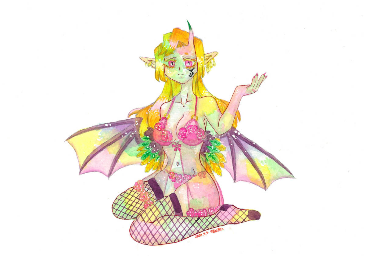 水彩画送料無料☆同人手描きイラスト☆オリジナル&frasl;お姉さん