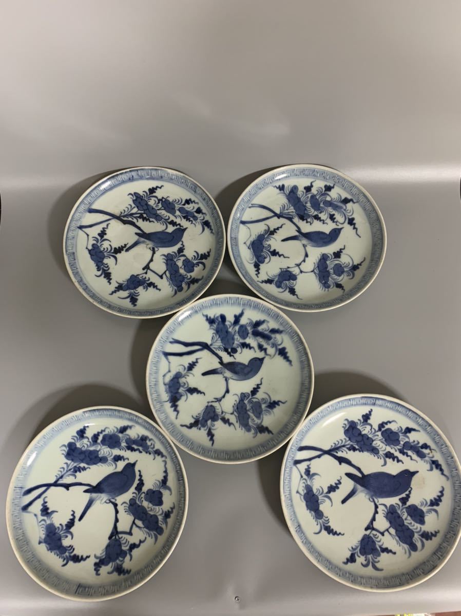 激安の通販 ☆古美味☆古染付☆中皿 五枚☆茶道具☆古伊万里☆九谷☆皿
