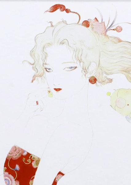 WISH】天野喜孝 「リボン」 ジクレ版画 証明シール 証明書付 直筆