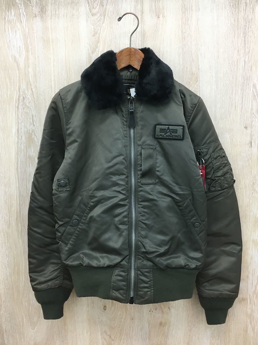 ALPHA INDUSTRIES◆B-15/フライトジャケット/M/ナイロン/KHK/無地/20018-276