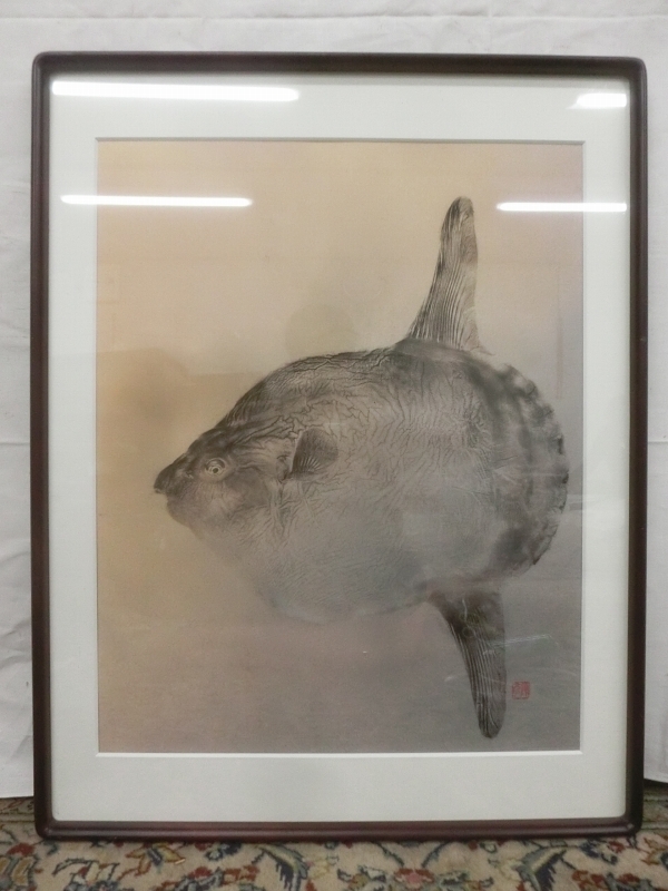  E2082 高橋義彦 1 魚拓 マンボウ 額装 価格35万円 拓画(その他)｜売買されたオークション情報、yahooの商品情報をアーカイブ公開 - オークファン その他