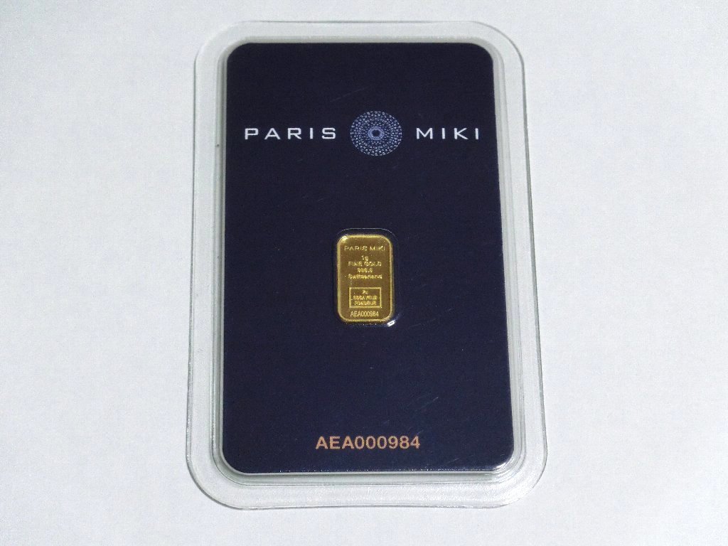 純金 K24 インゴット PARIS MIKI 1g シリアルナンバーあり 新品未開封 
