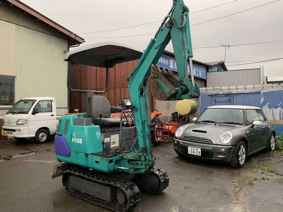 岩手発!! コマツ KOMATSU バックホー ユンボ PC05-7 屋根付 ゴムキャタ 動作OK ディーゼル 売切!! 
