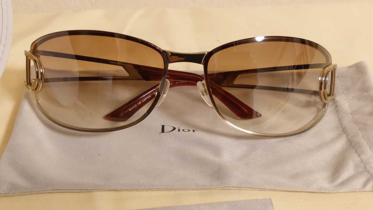 Dior ディオール サングラス ブラウン シルバー レッド ケース クロス