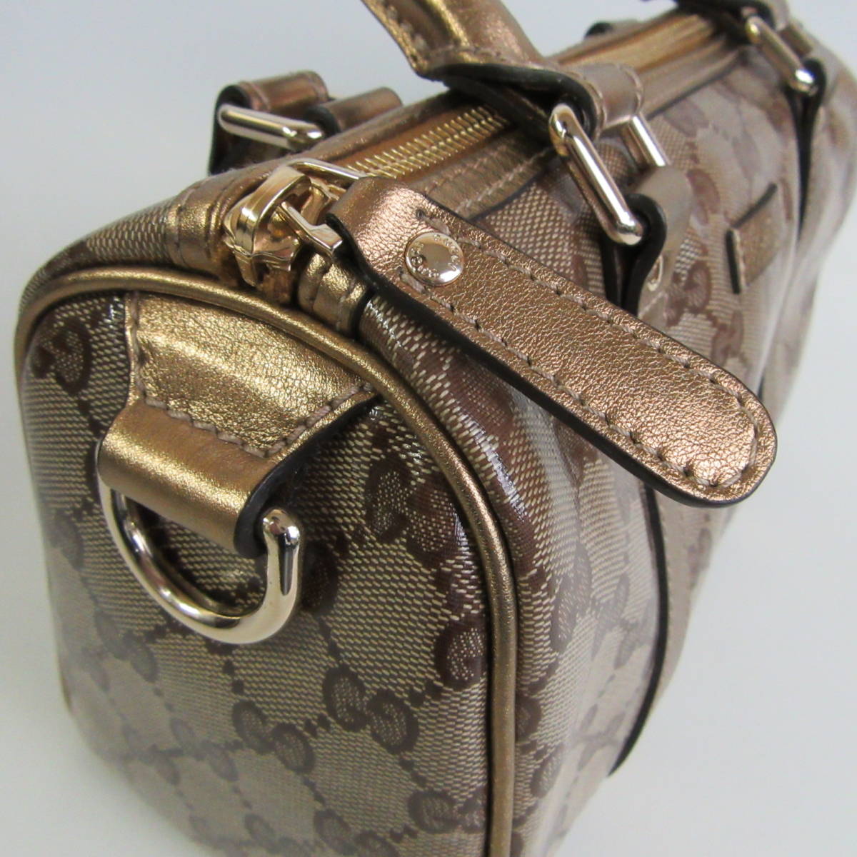 外観良好 GUCCI ハンドバッグ 193604 GG柄 ゴールド PVG キャンバス 