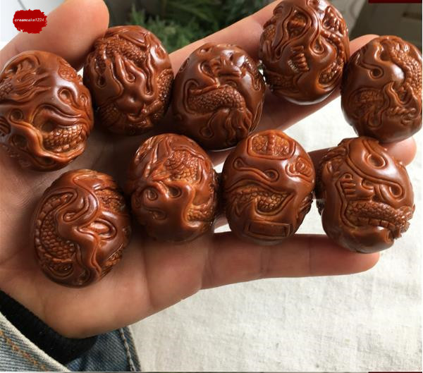 本物格安 核製 細密彫 九龍献瑞 生活 根付 手串 辟邪 ☆B503☆