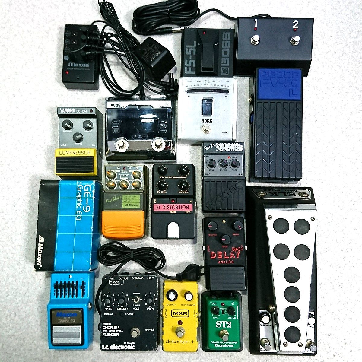 エフェクター・チューナー・ペダル・電源 大量セット16点 t.c.electronic CHORUS+ FLANGER　ELK WAU FUZZ　MXR distortion+ブロックロゴ他