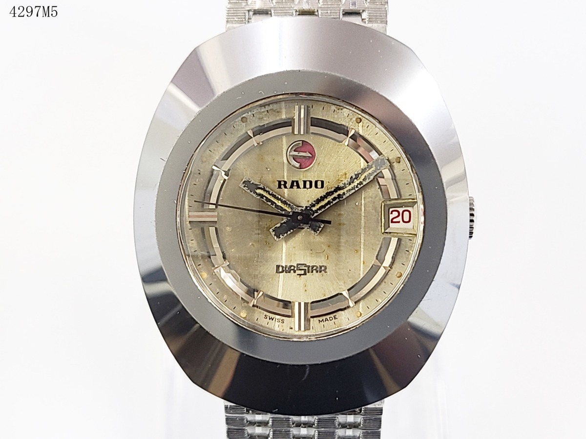 ★稼働品◎ RADO ラドー DIASTAR 1 ダイヤスター 自動巻き 25石 3針 デイト カットガラス メンズ 腕時計 4297M5⑮