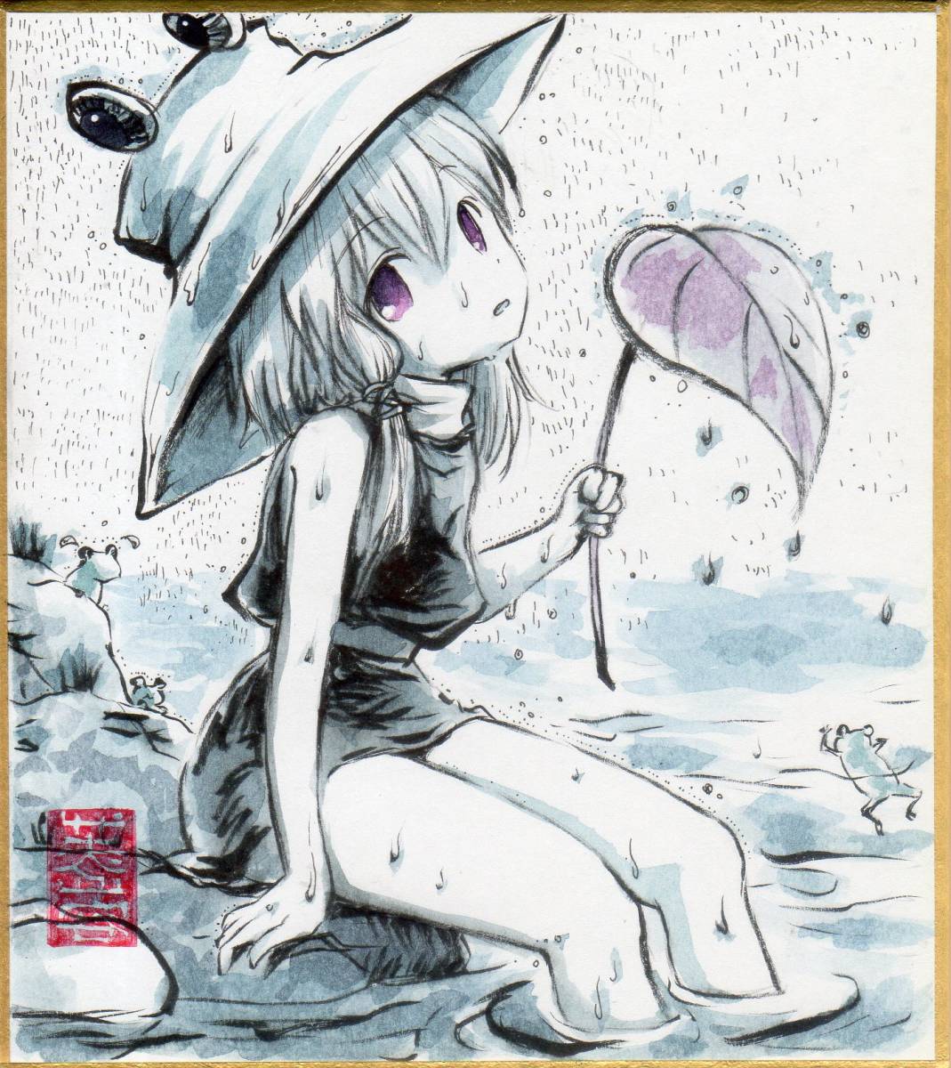 東方】小色紙イラスト【洩矢諏訪子】 配送 手描きイラスト 手描き