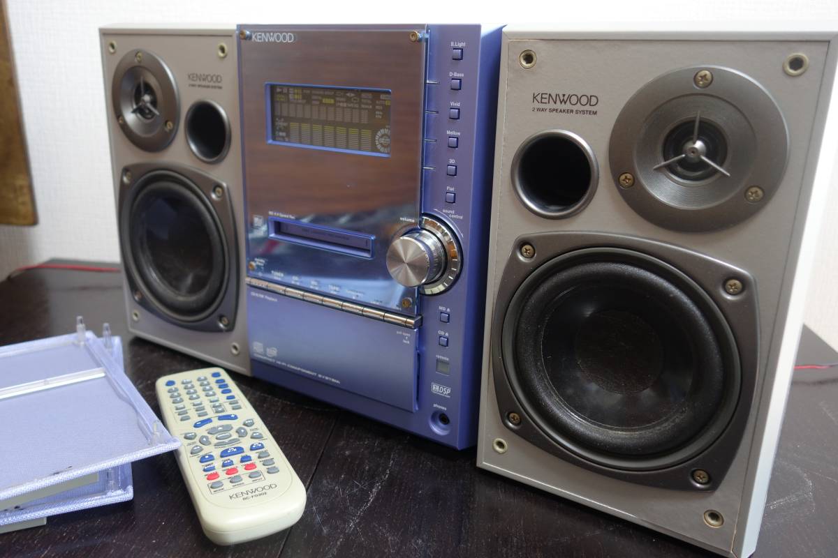 Kenwood ケンウッド Avino Sl3md コンポ ブルー Cd Md カセット Am Fm リモコン付き Mdコンポ 売買されたオークション情報 Yahooの商品情報をアーカイブ公開 オークファン Aucfan Com