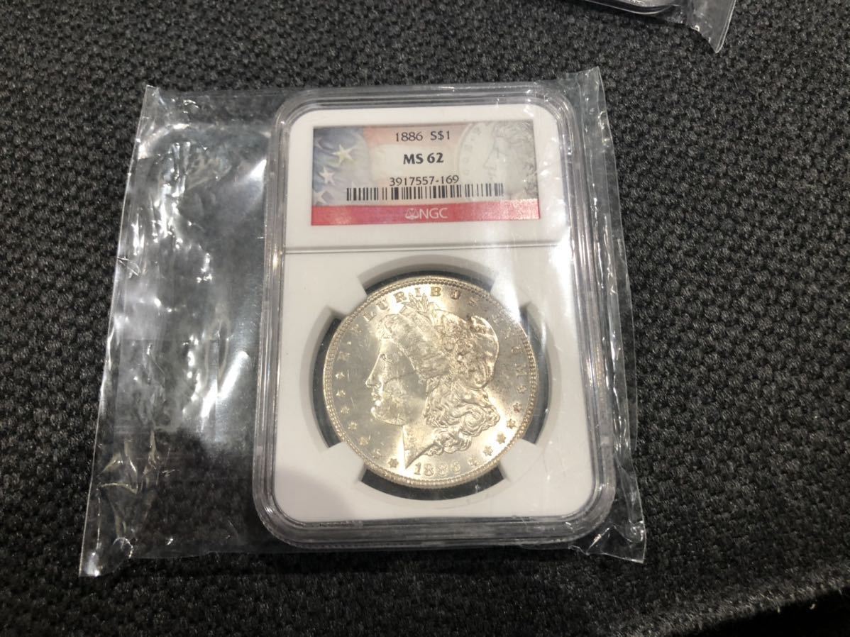 アメリカ モルガンダラー 1ドル銀貨 1886 NGC鑑定 MS62 硬貨