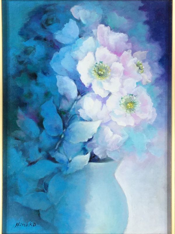 真作】【WISH】堀田高「花 南仏カーニュにて」4号 油彩 ◇厚塗り名品