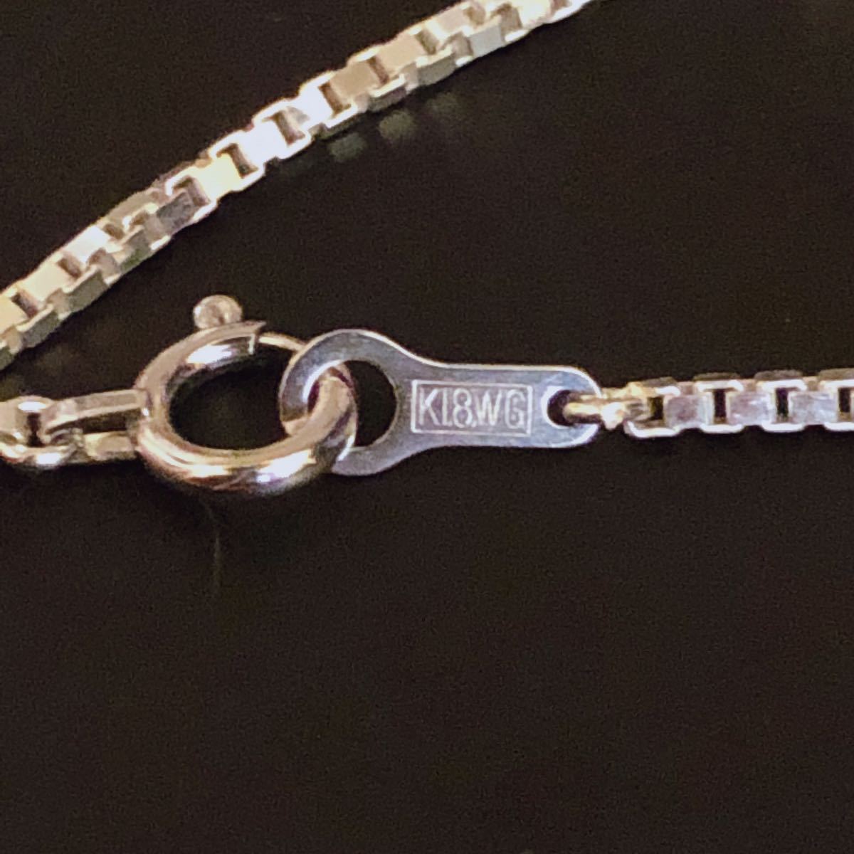 k18WG 重量約3.2g 長さ約42cmホワイトゴールド ベネチアンチェーン 美品 アクセサリー 1円スタート 売り切り_3