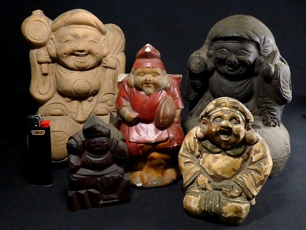 【100%新品，品質保証】 陶器 焼物 古い木彫 恵比寿 大黒 像 5点 仏教美術 縁起物 大黒様 恵比寿様 七福神(仏像)｜売買されたオークション情報、yahooの商品情報をアーカイブ公開 - オークファン 仏像