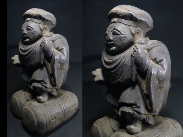 古い木彫 大黒 像 時代物 江戸期 縁起物 大黒様 七福神 仏教美術 9 仏像