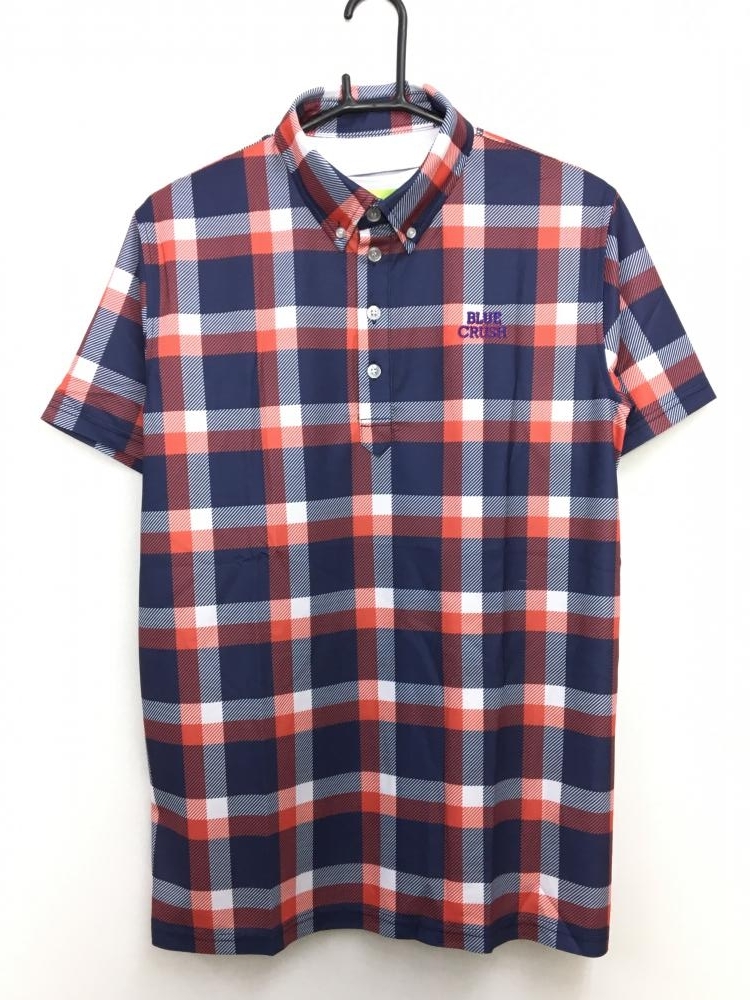 新品，限定セール BLUE CLUSH ブルークラッシュ 半袖ポロシャツ ダークネイビー&times;白&times;レッド チェック柄 ボタンダウン メンズ XL ゴルフウェア H(その他)｜売買されたオークション情報、yahooの商品情報をア シャツ