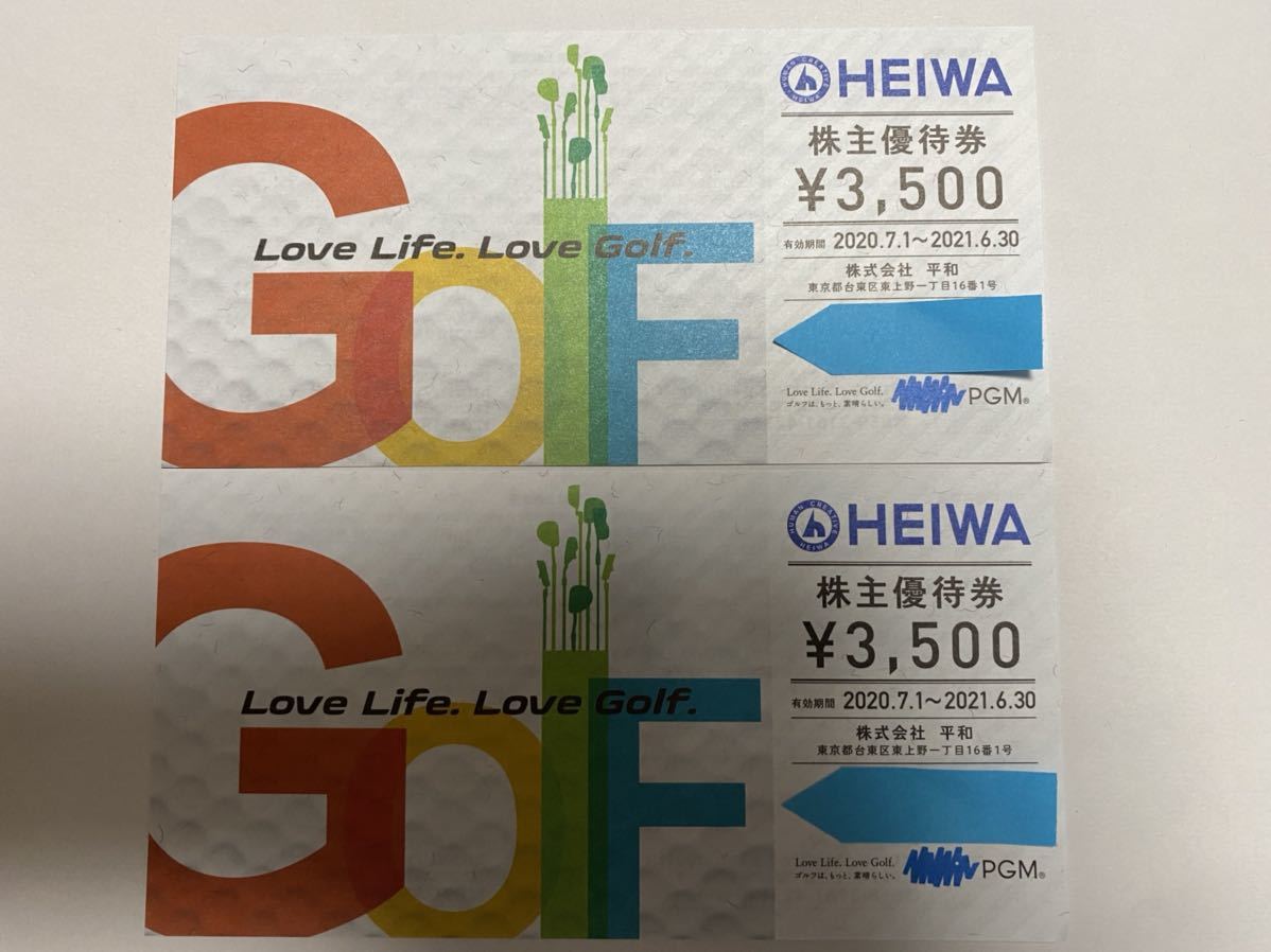 ★即決★送料無料★平和 HEIWA PGM 株主優待券２枚セット★2021年6月30日★匿名配送