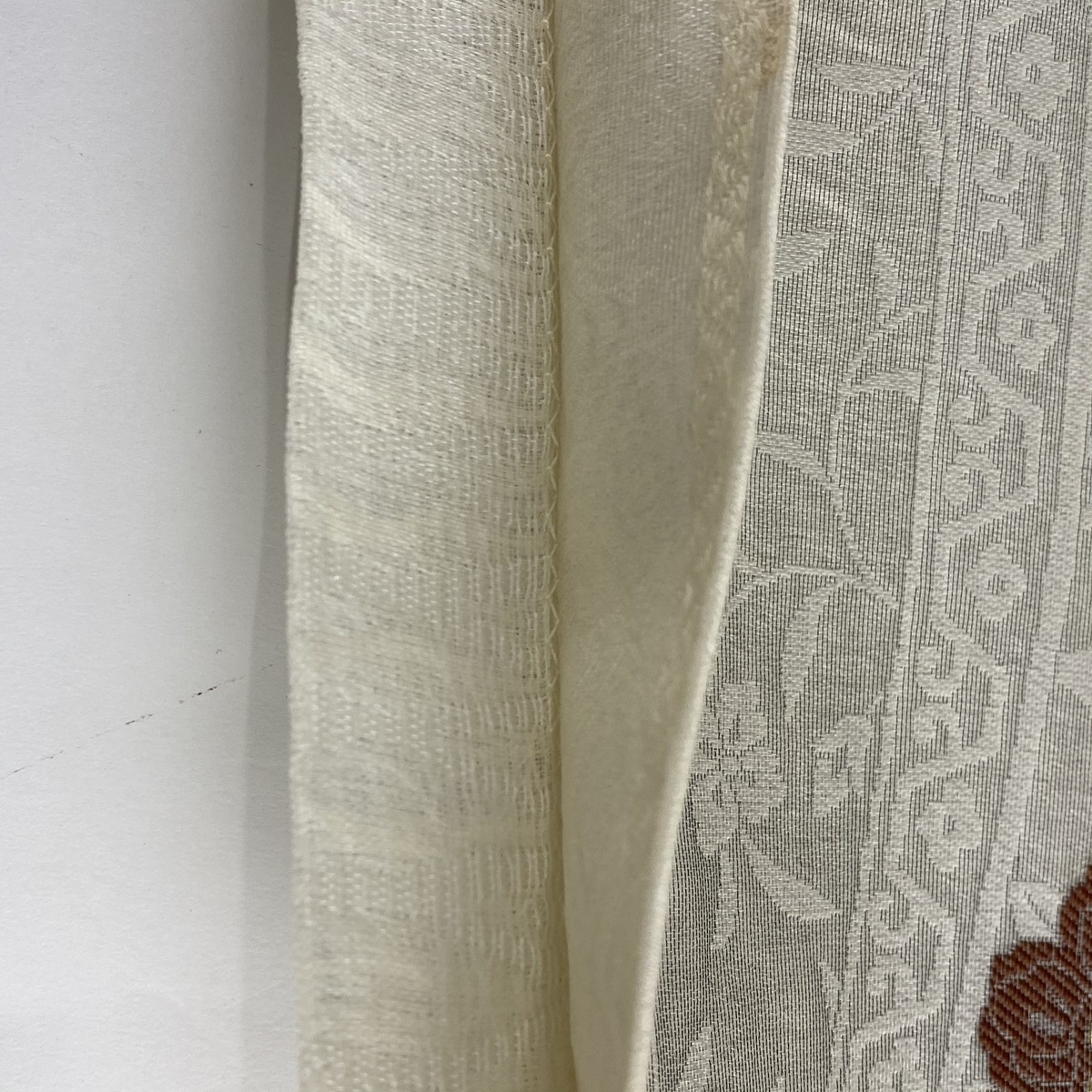 袋帯 美品 名品 夏帯 花唐草 花柄 金糸 銀糸 白 六通 正絹 【