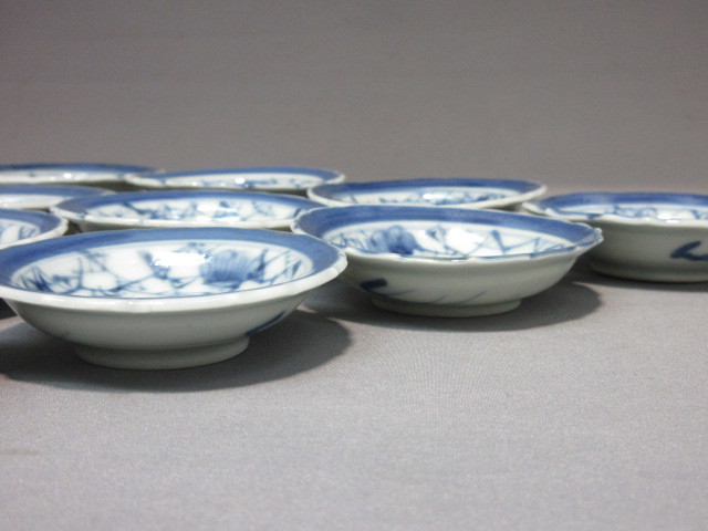 古伊万里染付梅花氷裂文皿 古伊万里 桃凛 ｜古美術 5客揃（1603–1867