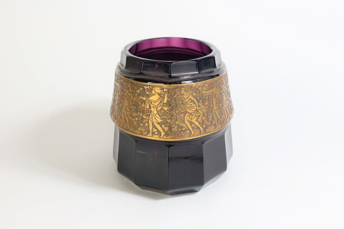 Moser モーゼル 花瓶 プラム フラワーベース ボヘミアガラス モーゼル