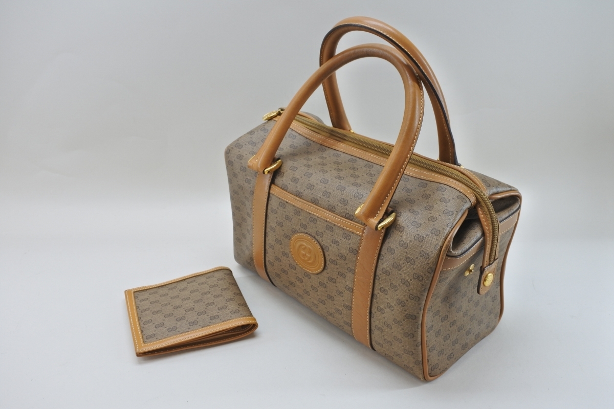 ジャンク GUCCI オールドグッチ マイクロGG ボストンバッグ/折財布 