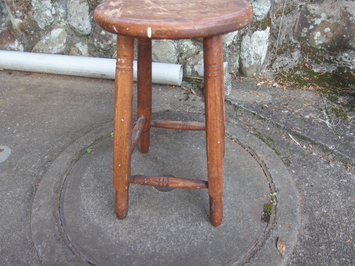 20N18】古い木味 昭和の古家具 木製丸椅子 スツール ヴィンテージ
