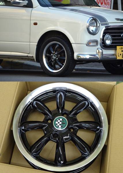 4本 アルミホイール ミラジーノ ミニライト タント ワゴンR コペン 軽 ブラック ポリッシュ L700S DCN