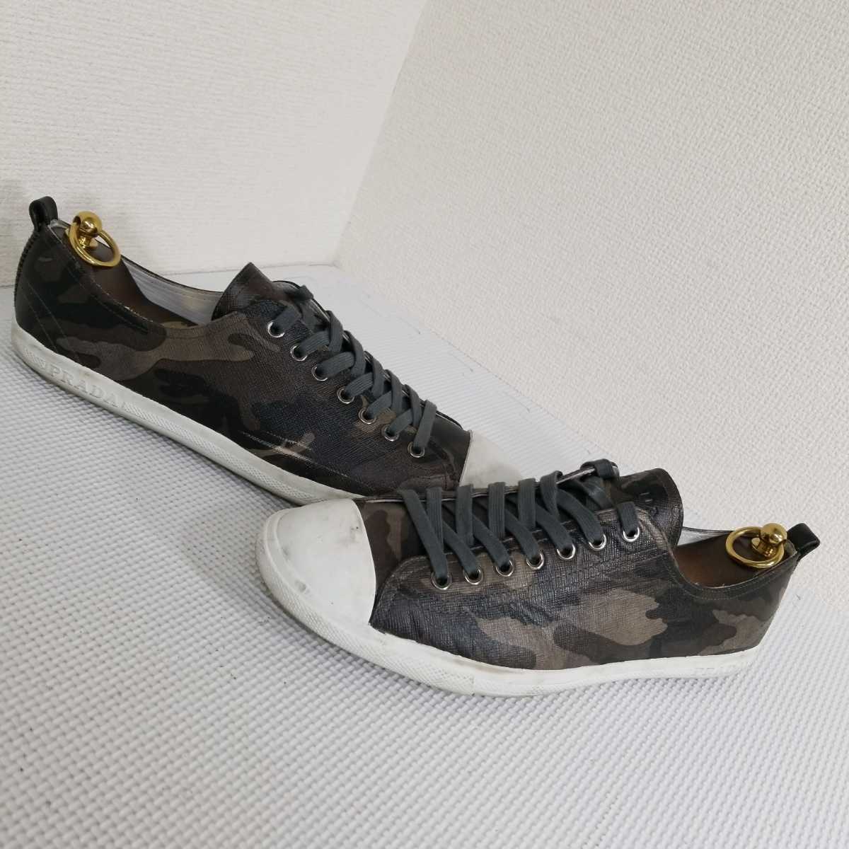 1円START ◇ 高級感溢れる！！ PRADA プラダ カモフラ柄 スニーカー 