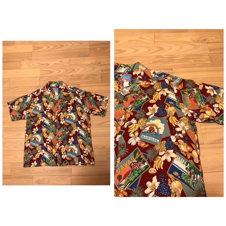良品☆HAWAII製 90's レインスプーナー／JOE KEALOHA'S サイズM大き目/L～XL並 1995年製 ビンテージ reyn spooner レーヨン アロハシャツ