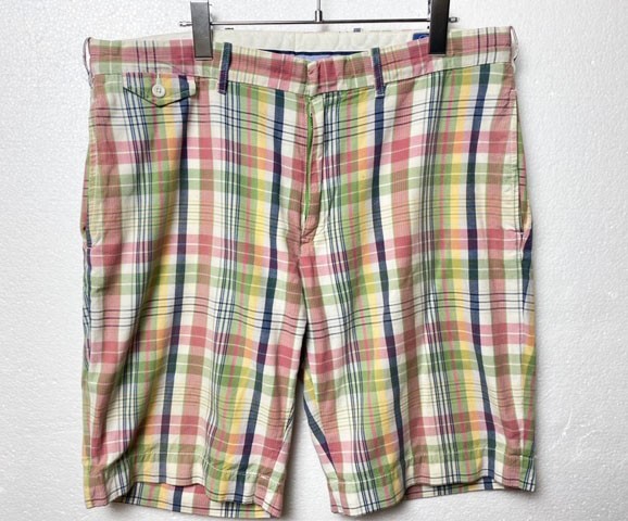 00's ポロラルフローレン マドラスチェック ショートパンツ (36) ノータック ショーツ 00年代 旧タグ
