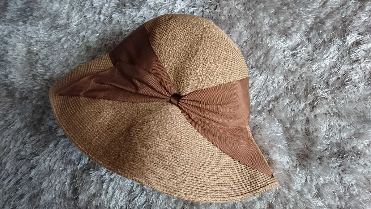 リボン付きベージュストローキャップ Athena New York リボン付きベージュストローキャップ Athena New York リボン付き
