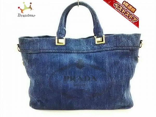 品質保証，2026 プラダ PRADA トートバッグ BN2069 CANAPA デニム ネイビー 革タグ バッグ(トートバッグ)｜売買されたオークション情報、yahooの商品情報をアーカイブ公開 - オークファン かばん、バッグ